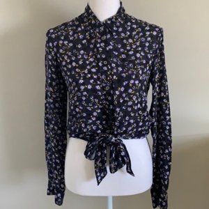 Floral Tie Front Blouse